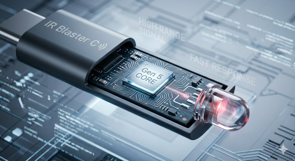 Smartphone USB Type-C IR Blaster to control TV and AC