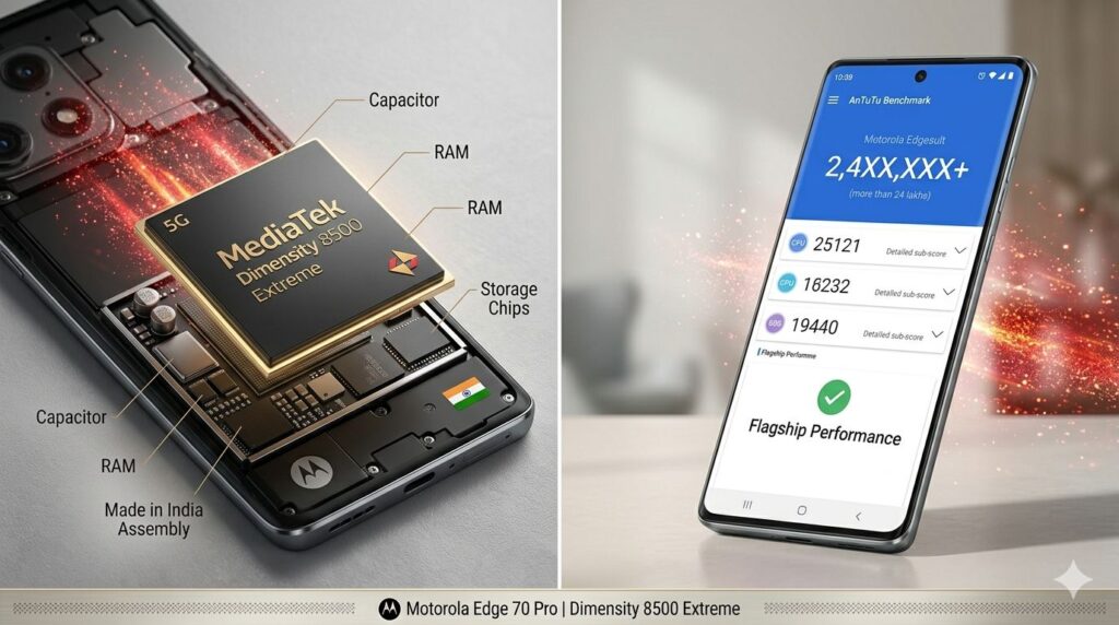 Motorola phone display with 144Hz refresh rate and high brightness.
