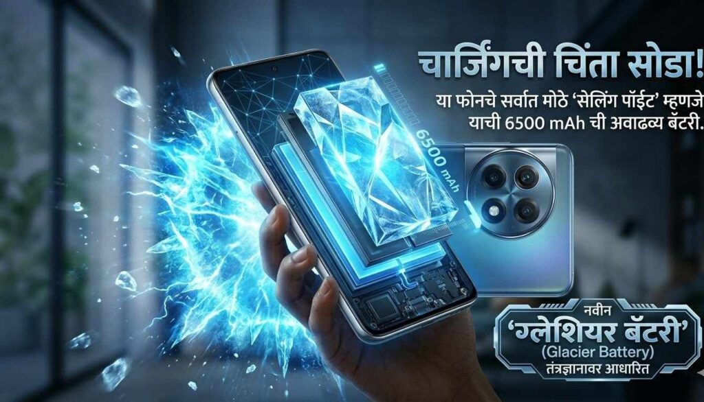 ​"OnePlus Ace 6 Ultra च्या बॅटरी रिव्ह्यूचा स्क्रीनशॉट. इमेजमध्ये फोनची ६५००mAh 